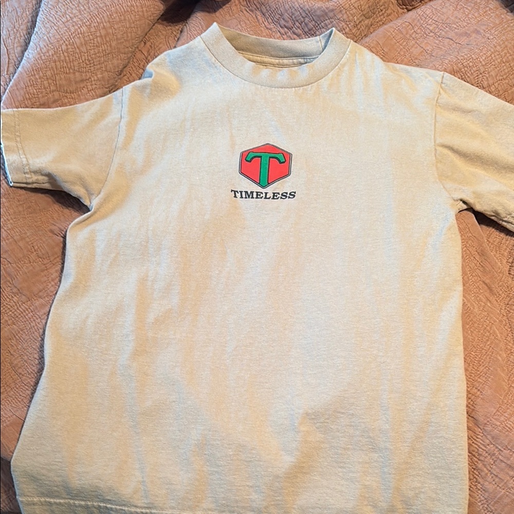 Tan Short Sleeve Tee with Crew Neck and Logo